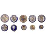 George IV, Shillings (2), 1826, enamelled in one colour on obv., six colours on rev., 1829,...