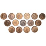 George V, Halfpence (15), 1911-25 inclusive (S 4056) [15]. Generally extremely fine &pound;50-&poun