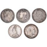 George III, Crown, 1819, edge lix (ESC 2010; S 3787); George IV, Crown, 1821, edge secundo...