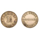 Jamaica, MORANT BAY, I.J. Mordecai &amp; Co., Threehalfpence, c. 1880, rev. dry goods /...