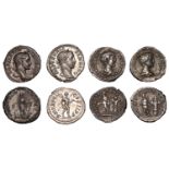 Geta, Denarii (2), 200-2, bare-headed and draped bust right, rev. Geta, in military attire,...