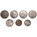 Charles II, Shilling, 1663 (S 3371); George II, Shilling, 1736, roses and plumes, Sixpence,...