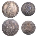George III, Shilling and Sixpence, both 1787, both with sem&eacute;e of hearts (S 3746, 3749)...