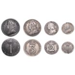 George II (1727-1760), Maundy 'Set', mixed dates, Fourpence, 1740, Threepence, 1746,...