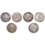 William III, Sixpences (2), 1696, 1697 (S 3520, 3531); George I, Sixpences (2), 1720, roses...
