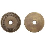 St Lucia, CASTRIES, Chastanet, coaling token, uniface with central hole, brass, 26mm (Lyall...