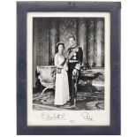Royal Interest: A signed portrait photograph of Queen Elizabeth II and HRH Prince Philip,...