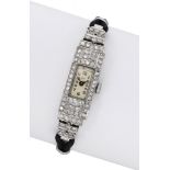 Ily. A lady's platinum and diamond-set rectangular Art Deco cocktail watch, circa...