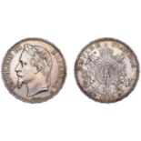 France, Napoleon III, 5 Francs, 1868bb, Strasbourg (Gad. 739; KM 799.2). Toned, extremely...