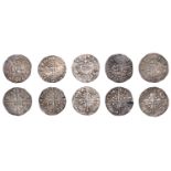 Edward II, Long Cross coinages, Pennies (4), class 11a1, Durham, Bp Antony Bek, 1.27g/11h...