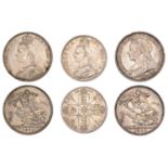 Victoria, Crowns (2), 1891, 1893, Double-Florin, 1890 (ESC 2591, 2593, 2703; S 3921, 3923,...