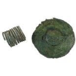 European late Bronze Age, c. 8th-6th century BC coiled spiral arm bracelet. 6 x 5.5 cm;...