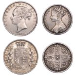 Vcitoria, Halfcrown, 1885, Florin 1849, trace of initials (ESC 2765, 2816; S 3889, 3890)...