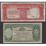 Commonwealth of Australia, &pound;1, ND (1952), serial number X/6 729586, Coombs and Wilson...