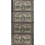 Dominion of Canada, 25 Cents (4), 1 March 1870, 3 without B below date, 1 with B under...