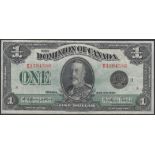Dominion of Canada, $1, 2 July 1923, serial number D1394586, black seal, group 3, plate...