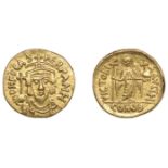 Phocas (602-610), Solidus, Carthage, 604-5, dated Indictional yr 8, crowned, with pendilia,...