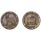 18th Century Tokens, LONDON, High Holborn, Thomas Spence, Farthing, cat seated left, rev....