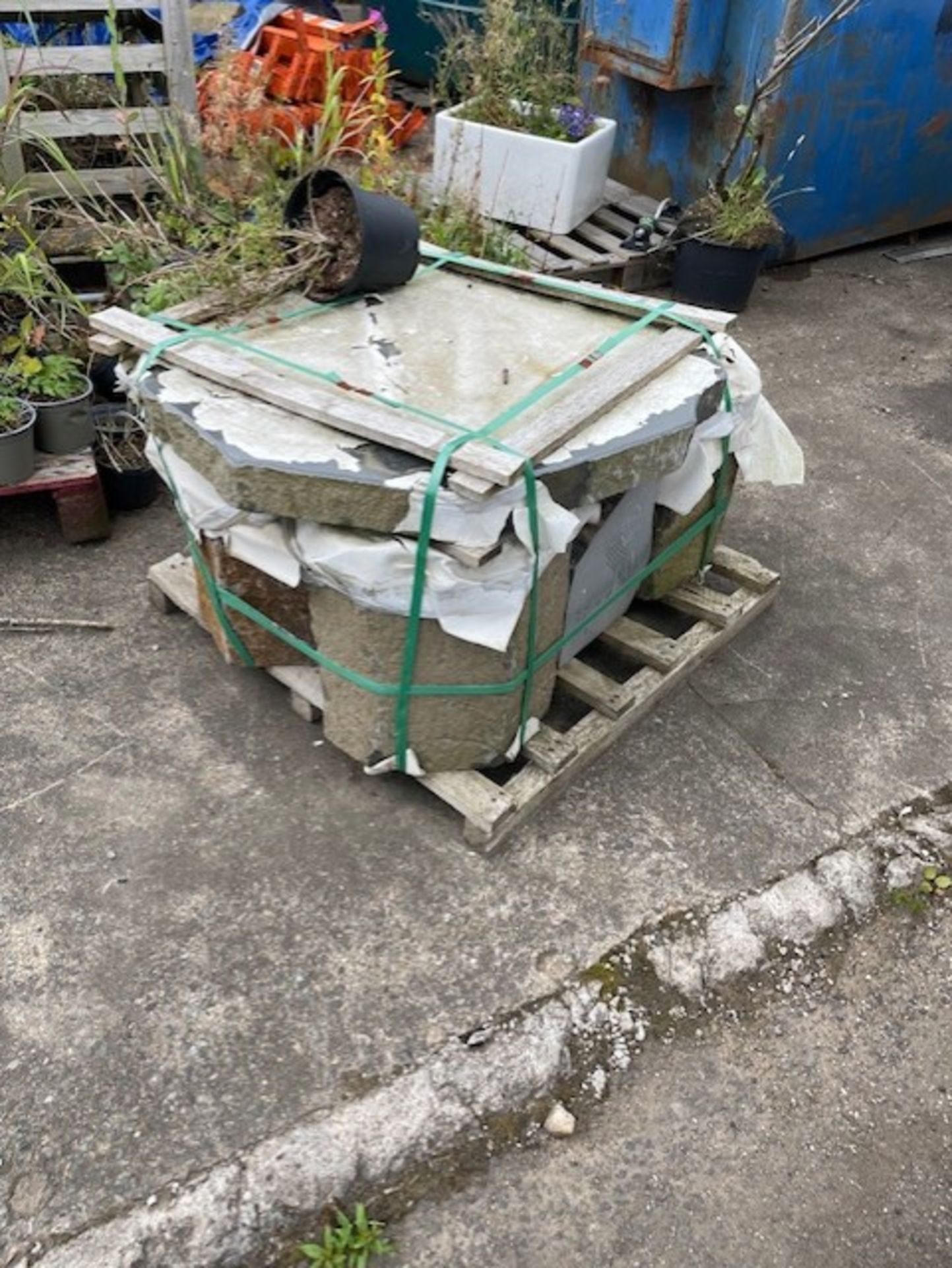 Stone garden with granite top  table and chairs still packaged up no marks anywhere all looks