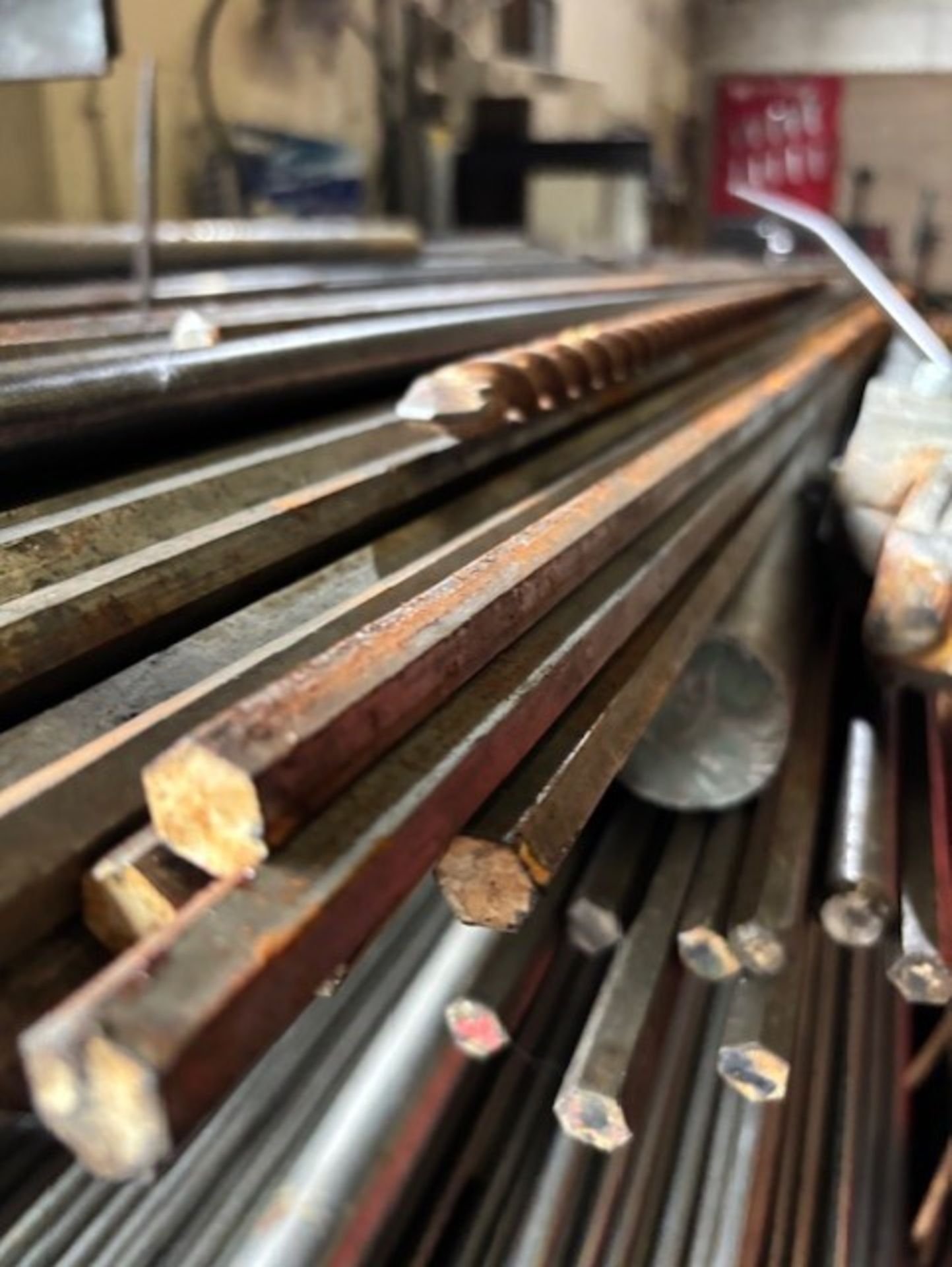 Hexagon steel bars 15 mm  wide x 3 metres long you are bidding for 10 lengths 30 metres