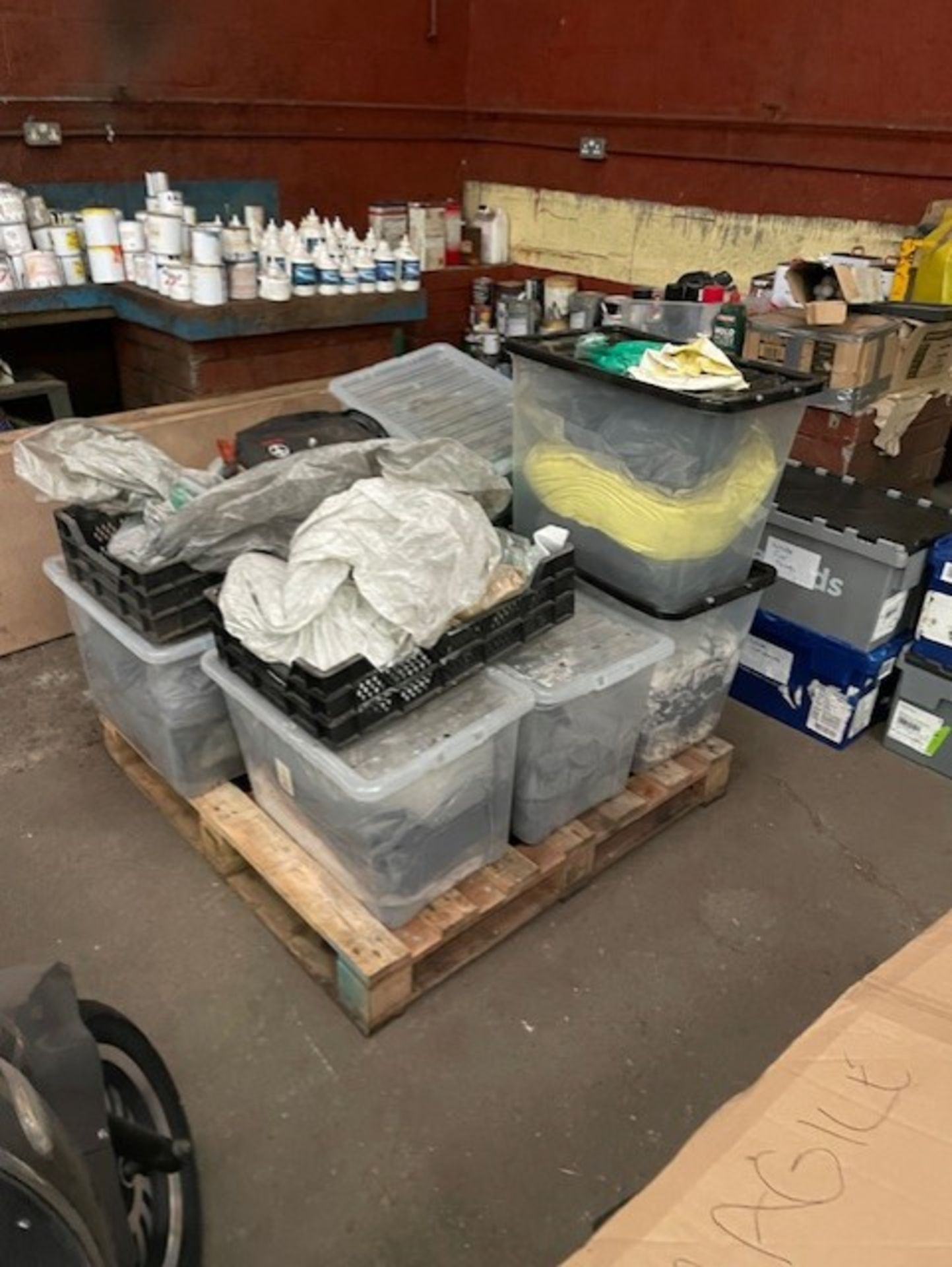 Pallet of powder coating powder various colours along with powder coat machine