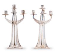 Paar gr. 4-flamm. Leuchter, Jugendstil, um 1900.