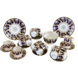 AN ENGLISH EARLY 19TH CENTURY PART TEA SET CIRCA 1820 possibly Coalport floral and scroll foliate