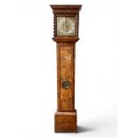 A BURR WALNUT LONGCASE CLOCK : The 11 inch brass dial signed Daniel Quare, London, beneath the