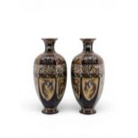 A FINE PAIR OF JAPANESE CLOISONNE VASES IN THE MANNER OF HONDA YASABURO, MEIJI PERIOD (1868-1912)