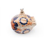 AN UNUSUAL JAPANESE IMARI BOX AND COVER LATE MEIJI PERIOD modelled as a tied pouch, the cover with a