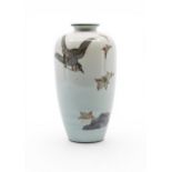 A JAPANESE CLOISONNE VASE MEIJI PERIOD (1868-1912) the sides decorated in coloured enamels with a