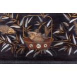 A JAPANESE SHIBAYAMA INLAID TRAY MEIJI PERIOD (1868-1912) the rounded rectangular tray decorated