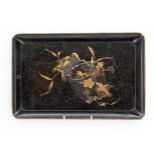 A FINE JAPANESE LACQUER TRAY MEIJI PERIOD (1868-1912) Decorated in makei-e with birds perched on a