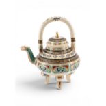 A GOOD JAPANESE SATSUMA SAKE OR TEAPOT MEIJI PERIOD (1868-1912) decorated with bands of repeating