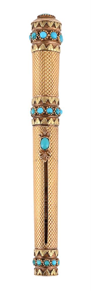 A GOLD AND TURQUOISE SET PROPELLING PENCIL, CIRCA 1840