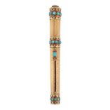 A GOLD AND TURQUOISE SET PROPELLING PENCIL, CIRCA 1840