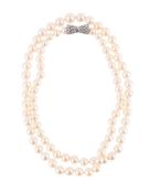 A CULTURED PEARL AND DIAMOND NECKLACE