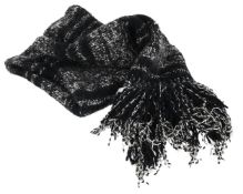 CHANEL, A BLACK AND GREY KNITTED SCARF