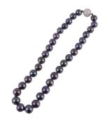 A TAHITIAN CULTURED PEARL AND DIAMOND NECKLACE