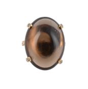 A SMOKY QUARTZ AND DIAMOND DRESS RING