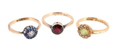 THREE GEM SET RINGS