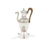 A FRENCH SILVER HOT WATER JUG