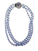 AN AQUAMARINE AND TANZANITE BEAD NECKLACE