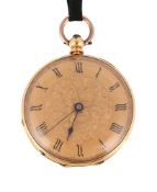 A GOLD OPEN FACE POCKET WATCH