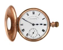 F. A. CHANDLER, LEAMINGTON SPA, A 9 CARAT GOLD KEYLESS WIND HALF HUNTER POCKET WATCH