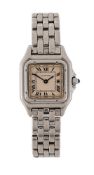 CARTIER, PANTHERE, REF. 1320, A LADY'S STAINLESS STEEL BRACELET WATCH