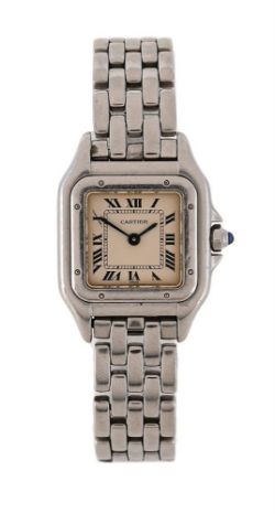 CARTIER, PANTHERE, REF. 1320, A LADY'S STAINLESS STEEL BRACELET WATCH