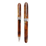 VISCONTI, VAN GOUGH, A MARBLED FOUNTAIN PEN AND MATCHING BALLPOINT PEN