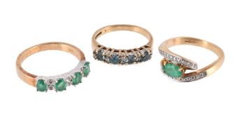 THREE 9 CARAT GOLD GEM SET RINGS
