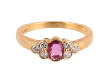A PINK SAPPHIRE AND DIAMOND DRESS RING